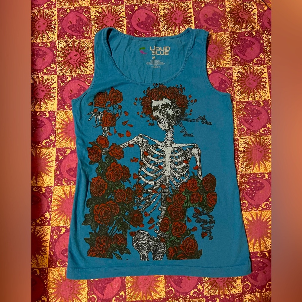 Liquid Blue Grateful Dead Crown of Roses tank